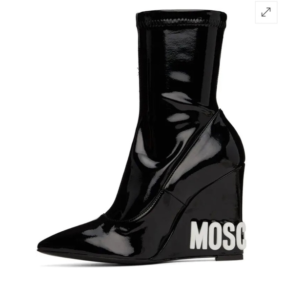 MOSCHINO  Black Wedge Ankle Boots - Picture 13 of 13